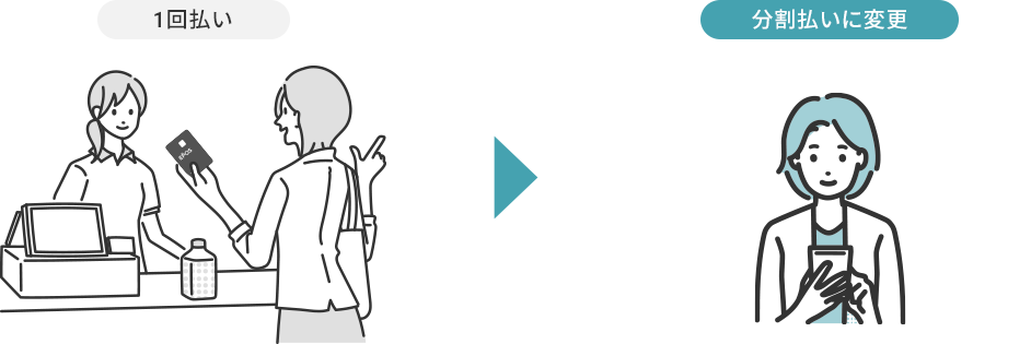 1回払い→分割払いに変更